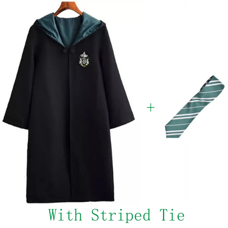 Slytherin with Tie Костюмы для косплея, костюмы Поттера, волшебный халат, плащ, костюм Хогвартс, Униформа, плащ Гриффиндор Слизерин, Рейвенкло, хаффлпуф, Хэллоуин - Цвет: Slytherin with Tie