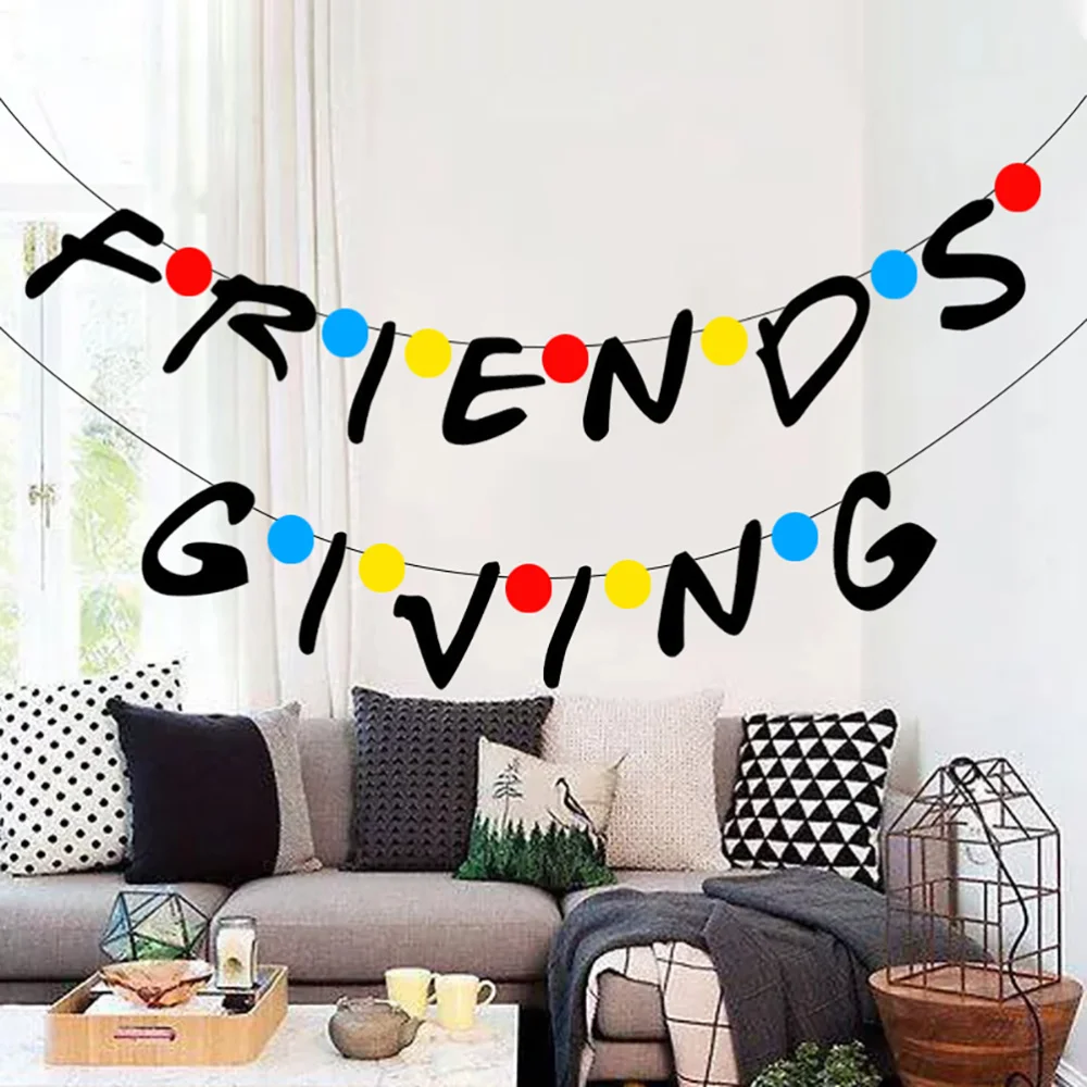 

1Pc Thanksgiving Bunting FRIENDS GIVING Letter Felt Banner (Assorted Color)