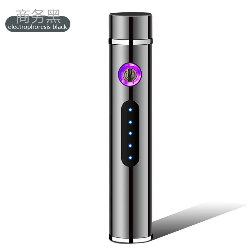 black matte Зажигалки с двойным дуговым экраном, ветрозащитные зажигалки с usb-зарядкой, маленькие металлические электрические Плазменные зажигалки, мужские подарочные металлические зажигалки - Цвет: black matte