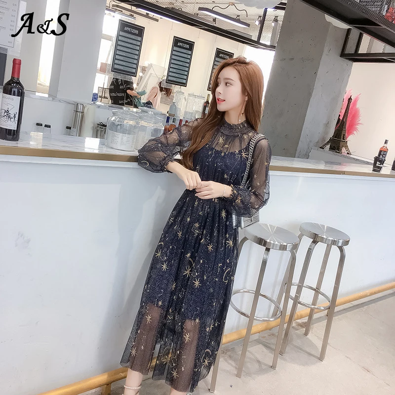 Женское кружевное платье весенне осеннее блестящее феи элегантное пышное