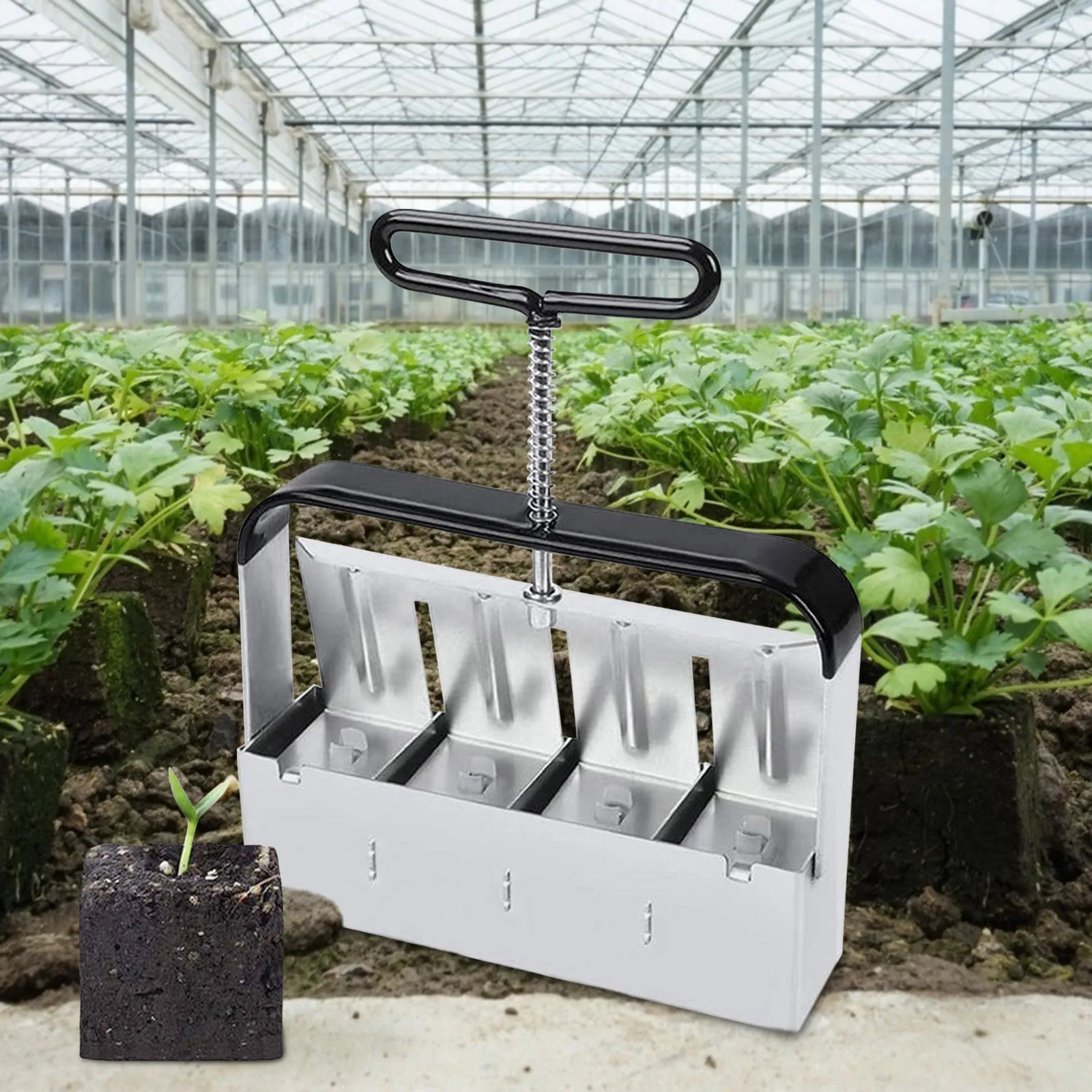 

Handheld Seedling Soil Block Maker Soil Blocker 2-Inch Soils Blocking Tool with Dibble Professional For Garden Soil Block Maker