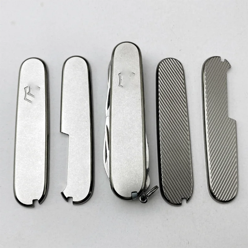 Titanium 1Pair Folding Knife Handle Grips Patches for 91MM Victorinox Swiss Army Knives Shank Scale DIY Making Decor Replacement