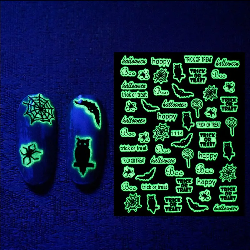 Светящиеся 3D наклейки на Хэллоуин призрак ведьма тыква буква летучая мышь паук