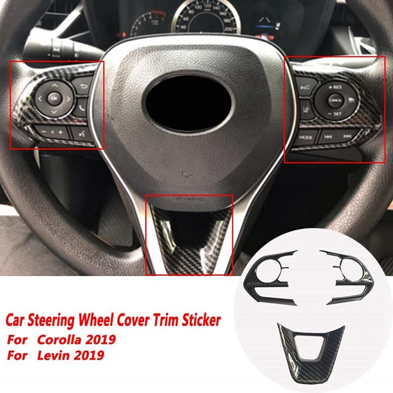 3X Автомобильная накладка на рулевое колесо для Toyota Corolla 2019-2020 из ABS и 1X наклейка для отделки навигационной полосы.