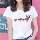 Новая летняя женская футболка с милым принтом Nutella, женская футболка в стиле Харадзюку, женские топы с круглым вырезом, футболка, модная забавная белая футболка