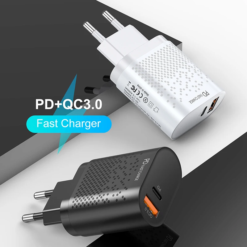 

20W PD USB EU US UK Wall Plug Charger 3A QC 3.0 Universal Mobile Phone Fast Charging Travel Adapter For iPhone 12 Xiaomi Huawei