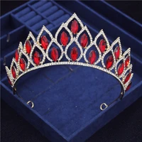 royal queen geometric crystal crown tiaras headband bridal diadem for princess pageant bride headdress wedding hair jewelry