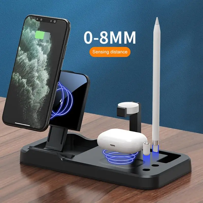 

4in1 Wireless Charger For Iwatch Series Fast Charging Station For IPhone 11 12 XS Pro Samsung LED Light Quick Charger