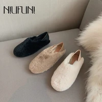 niufuni winter soft comfortable wool shoes outdoor warm short plush slip on women shoes lazy shoes peas shoes flat cotton shoes