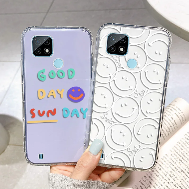 Realme 8i Case For Realme 9 Pro Plus 9i 8 7 C21Y C11 C12 C15 C20 C11 5i 6i 7i Funda OPPO A15 A16  A35 A54S Cute Smile Soft Cover