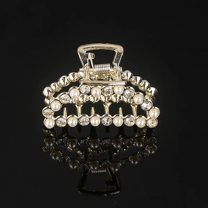 Fashion Girl Hair Claw Geometric Imitation Pearl Hairpin Crab Retro Heart Shape Crystal Hair Clips Hair Accessories For Women