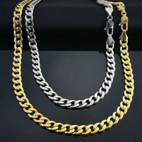 

stainless steel 316L All high quality polishing gold Silver tone mens chain necklace 50cm 60cm 70cm 80cm Length