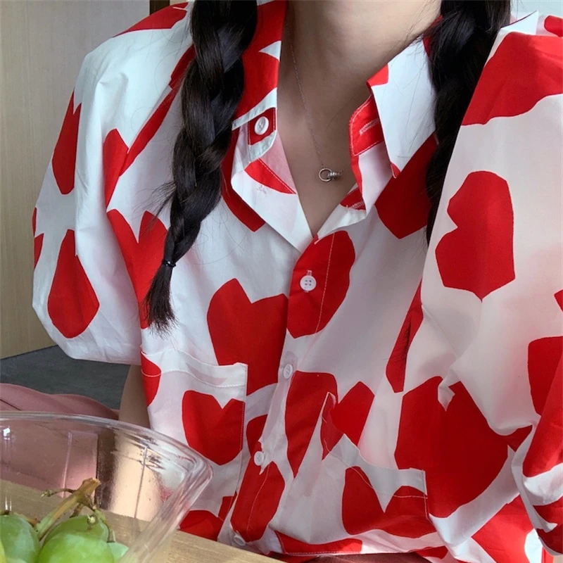 Женская винтажная блузка с отложным воротником Повседневная рубашка в Корейском