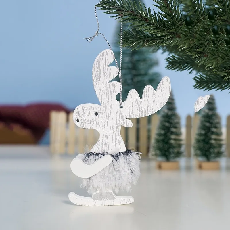 Новые рождественские украшения плюшевый деревянный подвесной кулон в виде лося