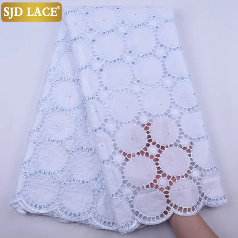 Кружевная синяя африканская базиновая богатая ткань SJD с Бродом последние 5 ярдов