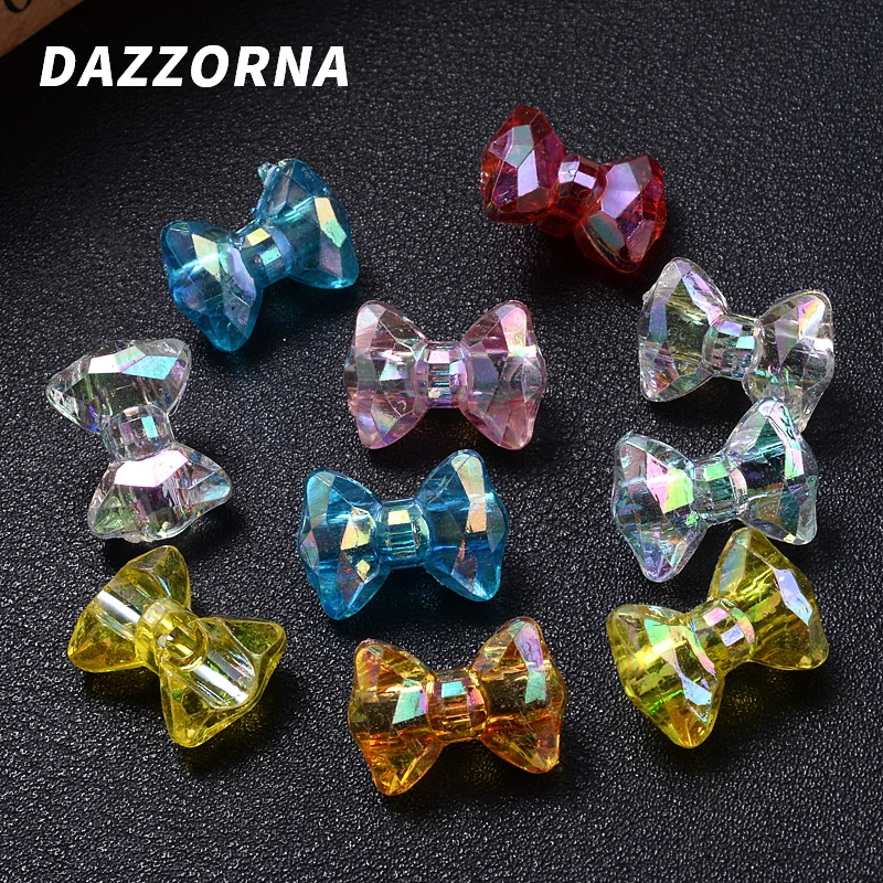 

30Pcs/Lot 14x19mm AB Color Bow Tie Shape Beads Acrylic Loose Spacer Beads With Hole for Jewelry Making Necklace Accessories