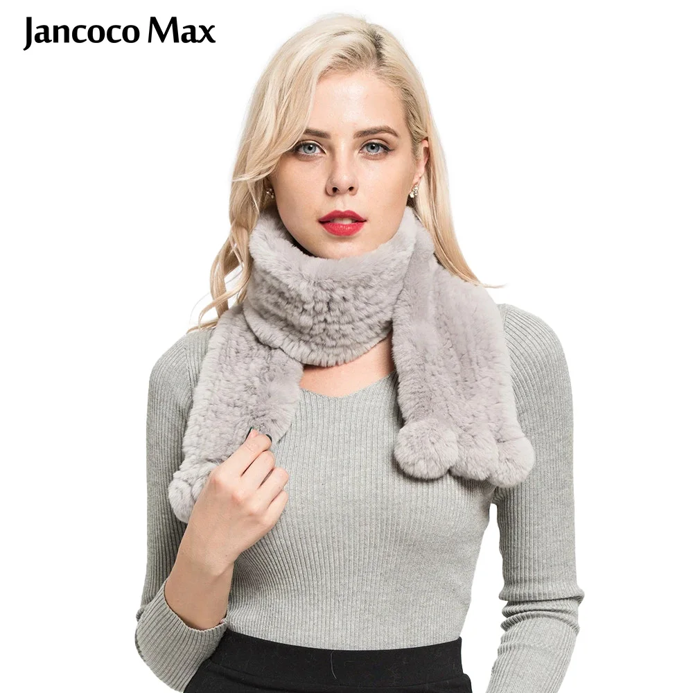 Плотный вязаный шарф Jancoco Max Lady из натурального кролика Рекс высококачественные