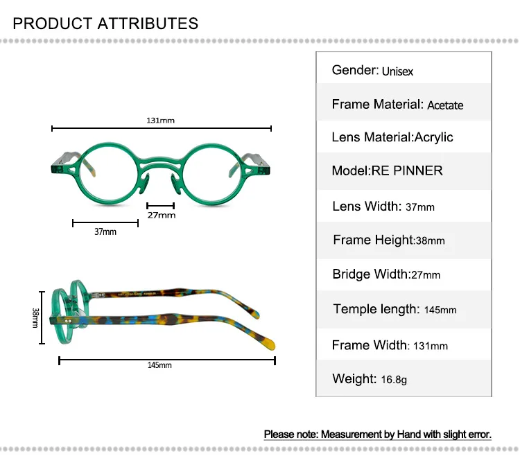 

Small Round Acetate Prescription Lens Frame Vintage Unisex Full Rim Optical Eyewear Brand Design Anti-fatigue Reading Eyeglasses