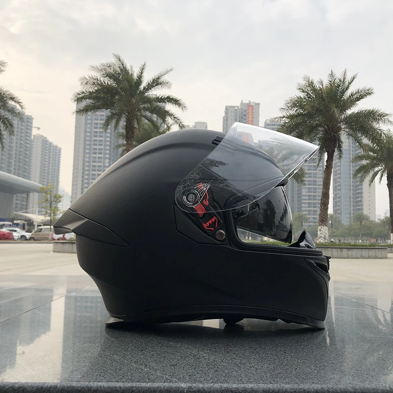 Двойные линзы мотоцикл защитный матовый черный шлем одобренный ECE анфас