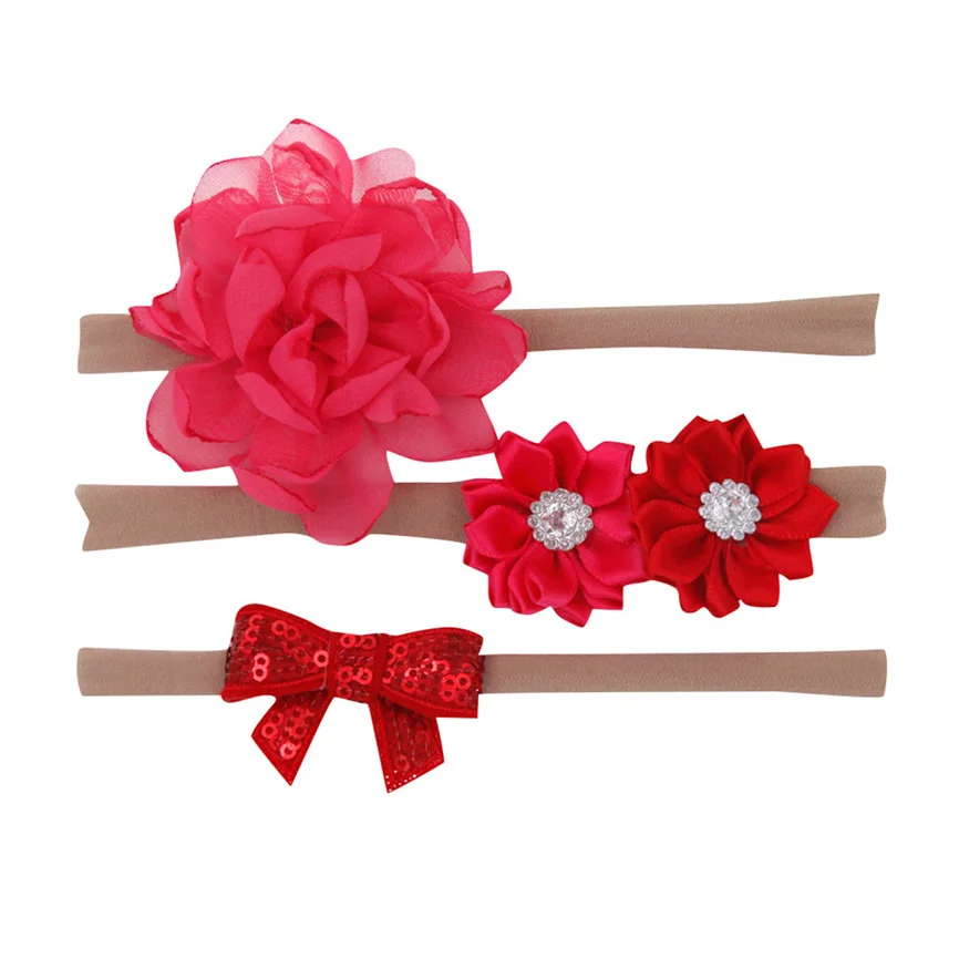 Повязка на голову для маленьких девочек с цветочным принтом 3 шт. эластичная