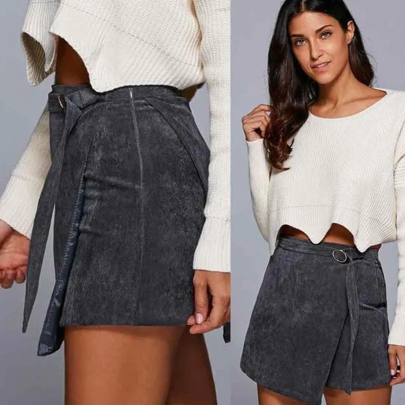 Женская винтажная Вельветовая мини юбка асимметричная бесшовная стрейчевая