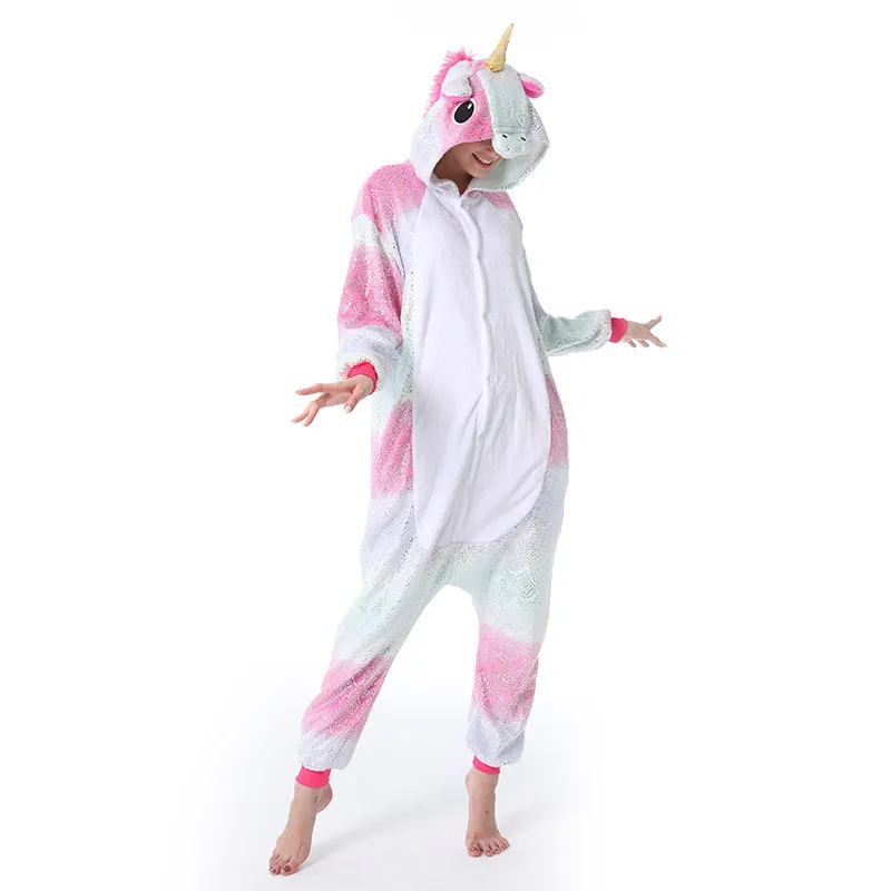 Единорог комбинезоны для девочек и мальчиков сезон зима стежка Totoro Panda Onesie женщин
