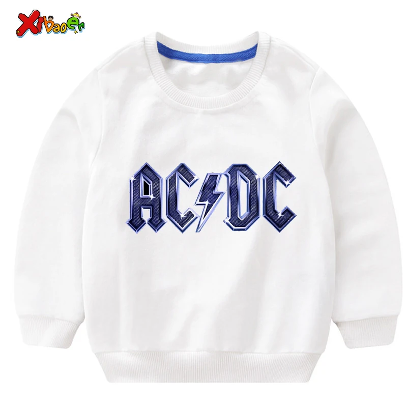 Свитера для маленьких мальчиков; Осенняя модная детская толстовка ACDC; белый Хлопковый пуловер для маленьких девочек; милый детский топ с длинными рукавами - Цвет: sweatshirt white