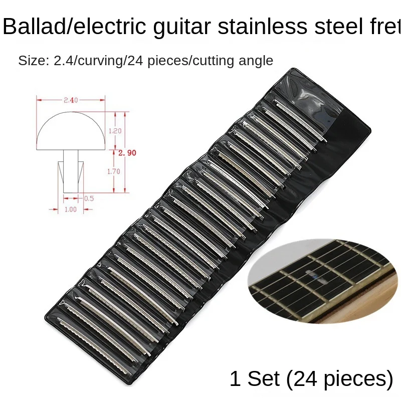 

24pcs Fingerboard Frets Fret Wire For Electric Guitar Cupronickel Stainless Steel 2.4MM 2.7mm 2.9MM Repair Material Accessories