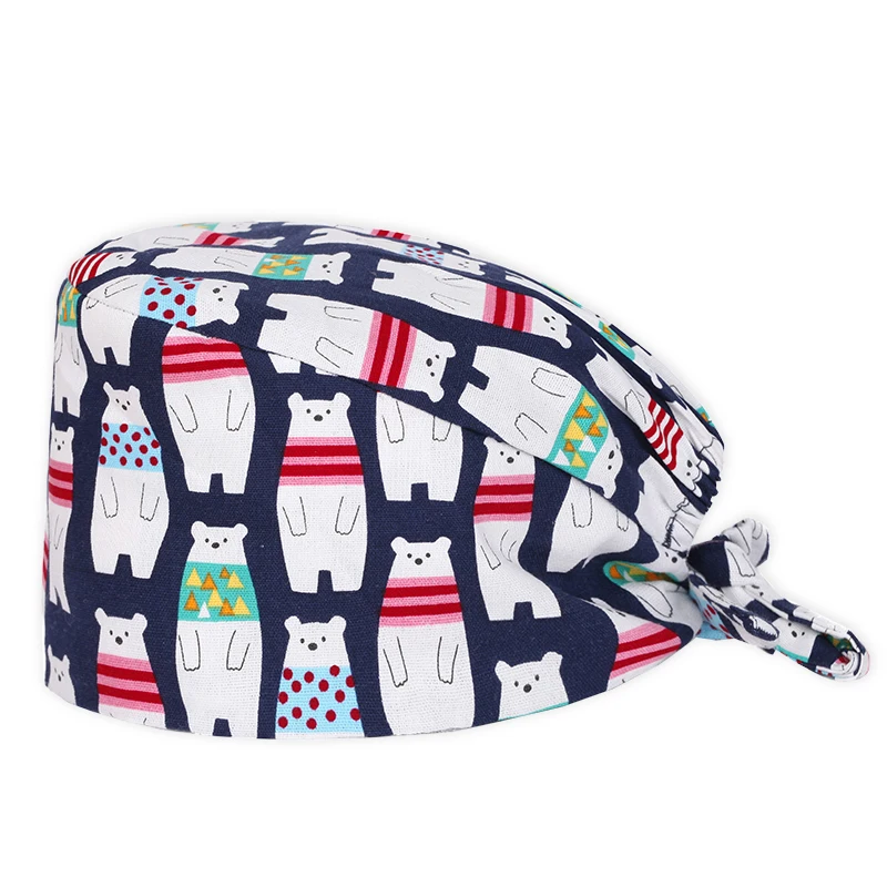 

Шапка унисекс, Пылезащитная, хлопковая, с принтом медведя