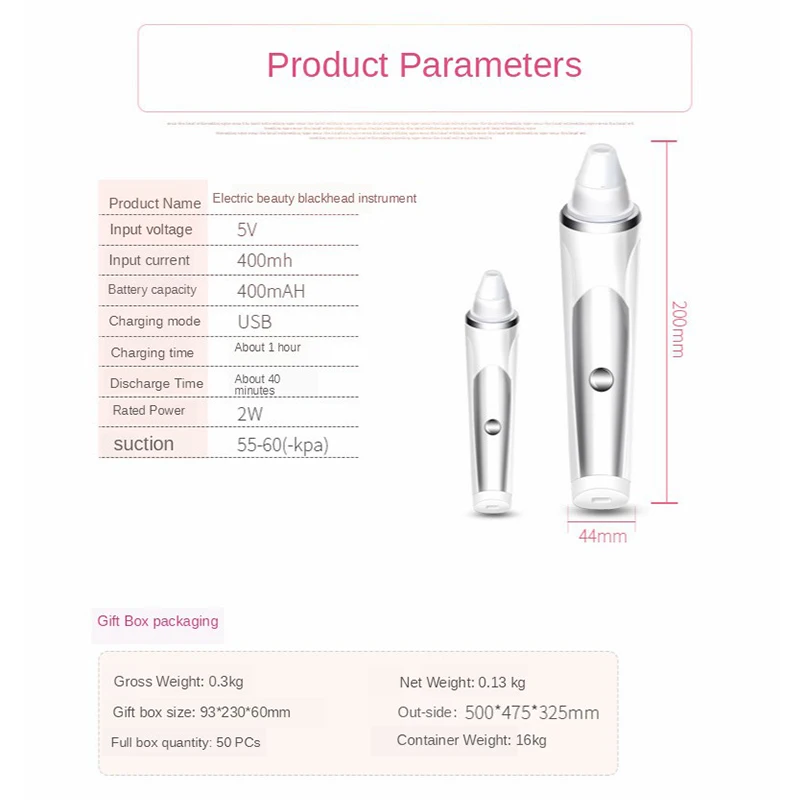 

Small Bubble Pore Cleaner Electric Vacuum Black Dots Cleansing Machine Skin Care Tool Blackhead Acne Pimple Remover Face SPA