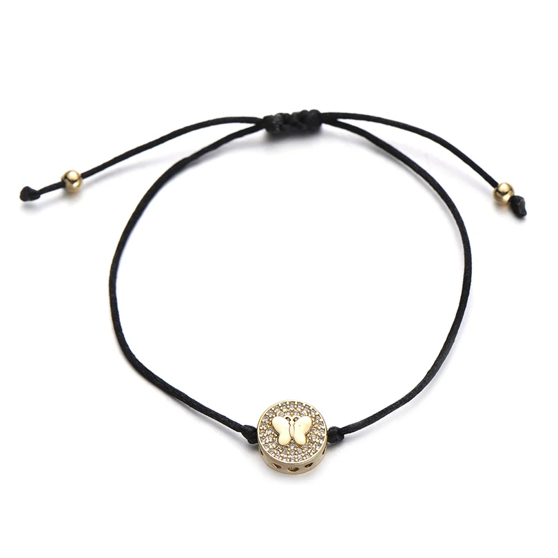 butterfly gold Pipitree Фианит, циркон, Кристалл Круглый браслет в форме сердца глаз бабочка цветок Шарм красные нитяные браслеты для женщин ювелирный подарок для возлюбленных - Окраска металла: butterfly gold