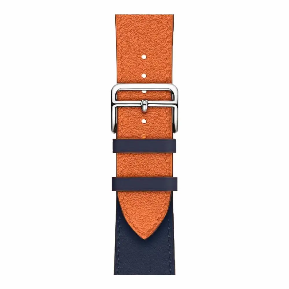 Один тур ремешок из натуральной кожи петлевой для Apple Watch Band 42 мм 38 мм 40 мм 44 мм для iWatch Series 1 2 3 4 - Цвет ремешка: orange blue