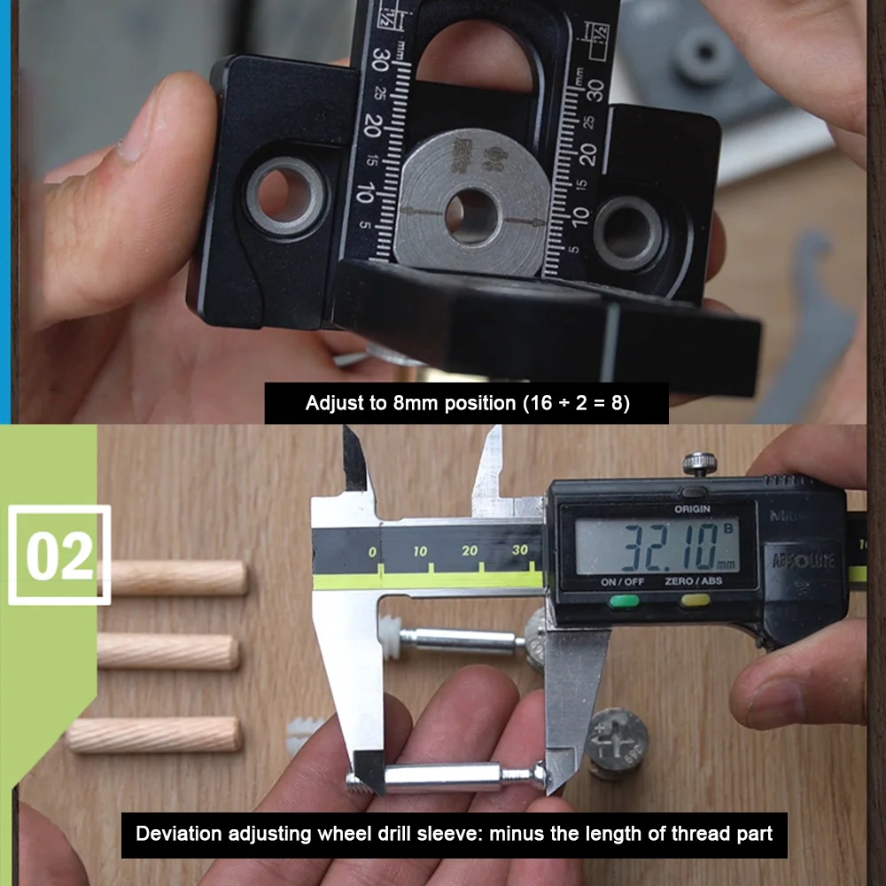 

Wood Doweling Jig Pocket Hole Drilling Locator Jig Kit With 8/10/15mm Drill bit Vertical Drill Guide Hole Puncher Tools