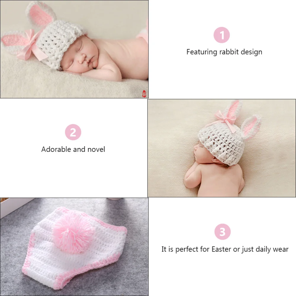 

1 Set Newborn Photo Costume Newborn Photo Prop Easter Rabbit Prop (Random Bow)