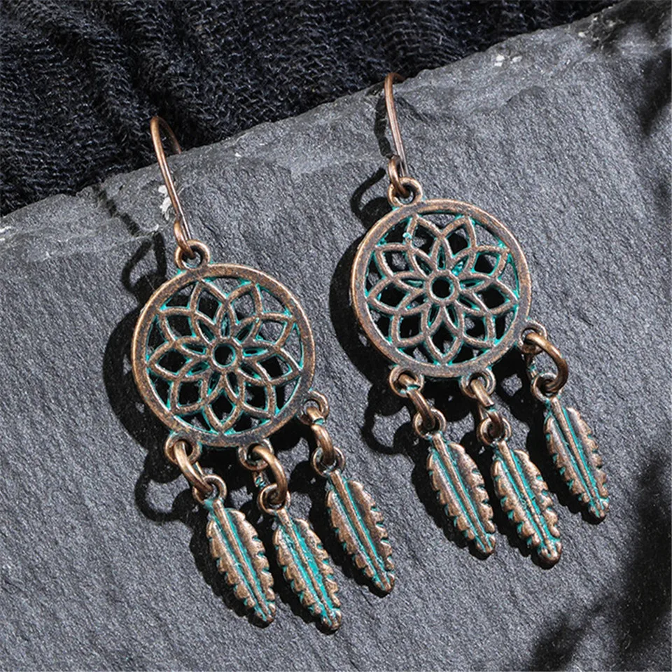 Богемные висячие серьги в виде пальмовых листьев с полыми крыльями ангела для