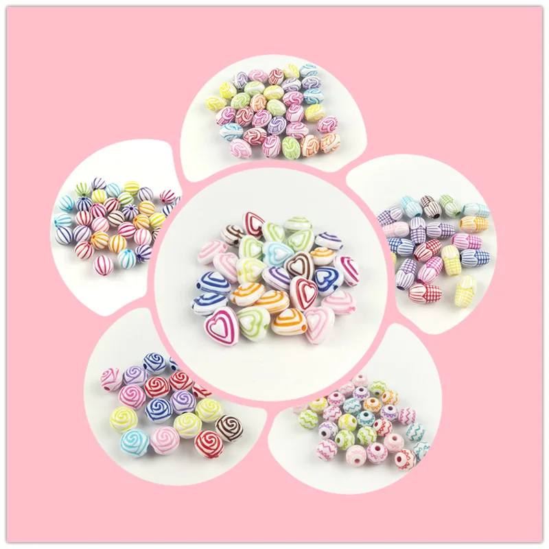 

500 г/лот разные яркие цвета полосатые бусины Детские ручной работы цветная роспись геометрия формы разделитель бусины ювелирные аксессуары