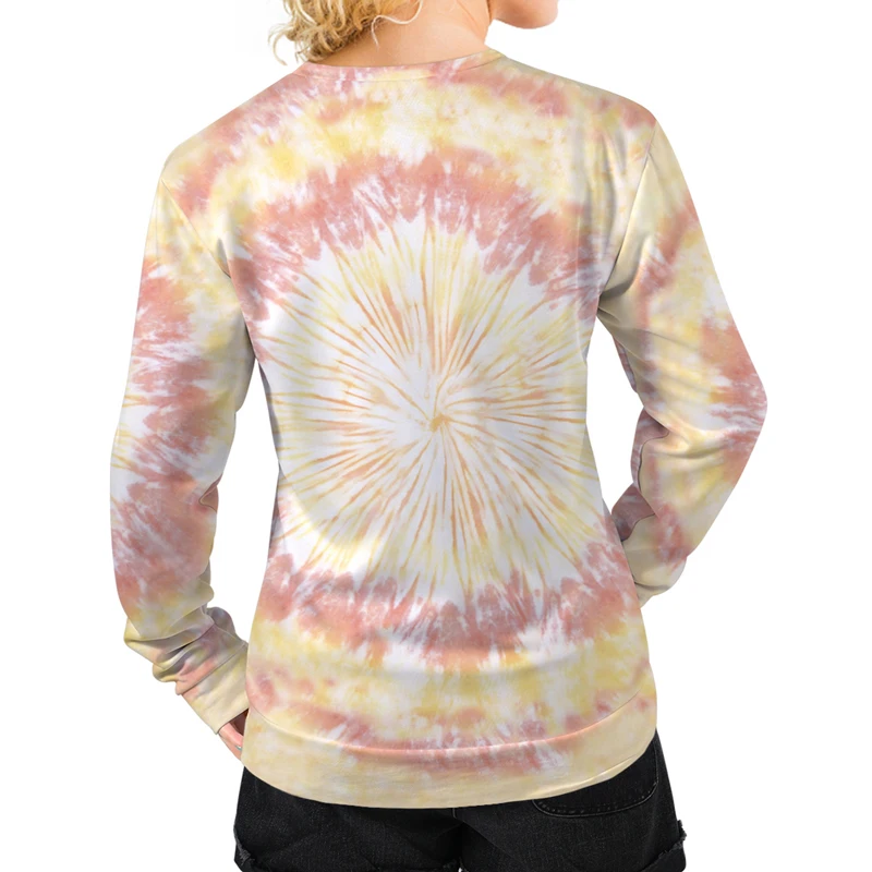

3D Women Sweatshirt Full Printed Unique Tie Dye Style For Women Polyester Long Sleeves Spring Colour Asian Size Clothing