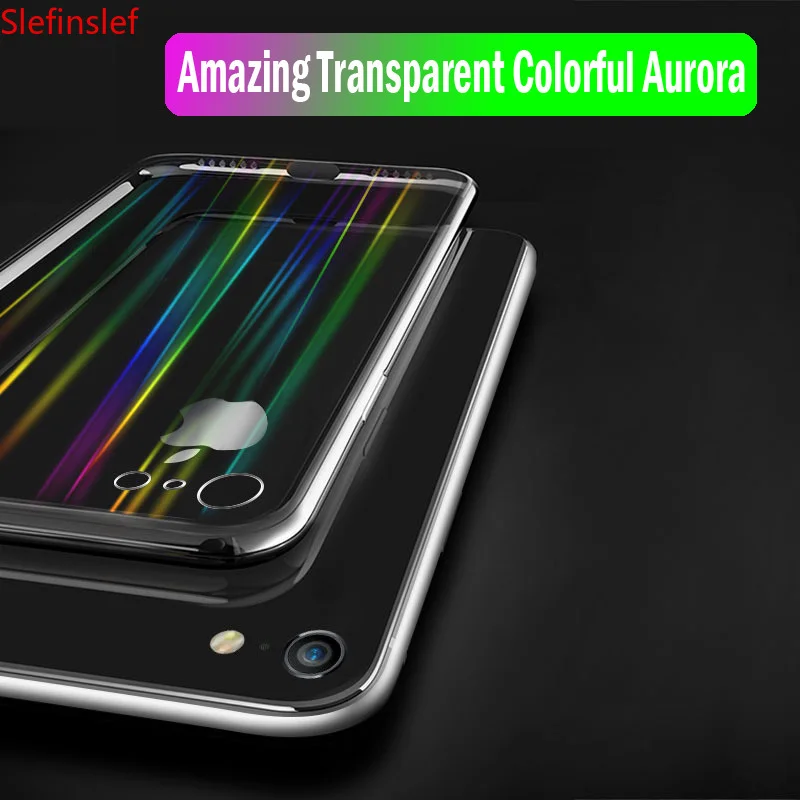 Роскошный прозрачный чехол из закаленного стекла с градиентным лазером aurora 9h для