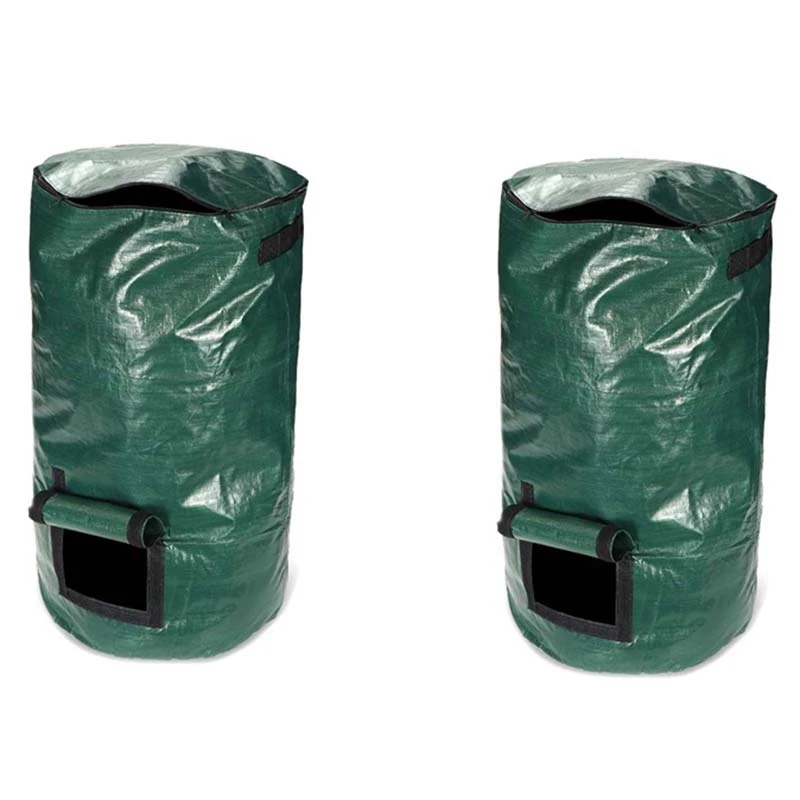 

2Pcs 80L Organic Waste Kitchen Garden Yard Compost Bag Portable Environmental PE Cloth Planter 45X80CM