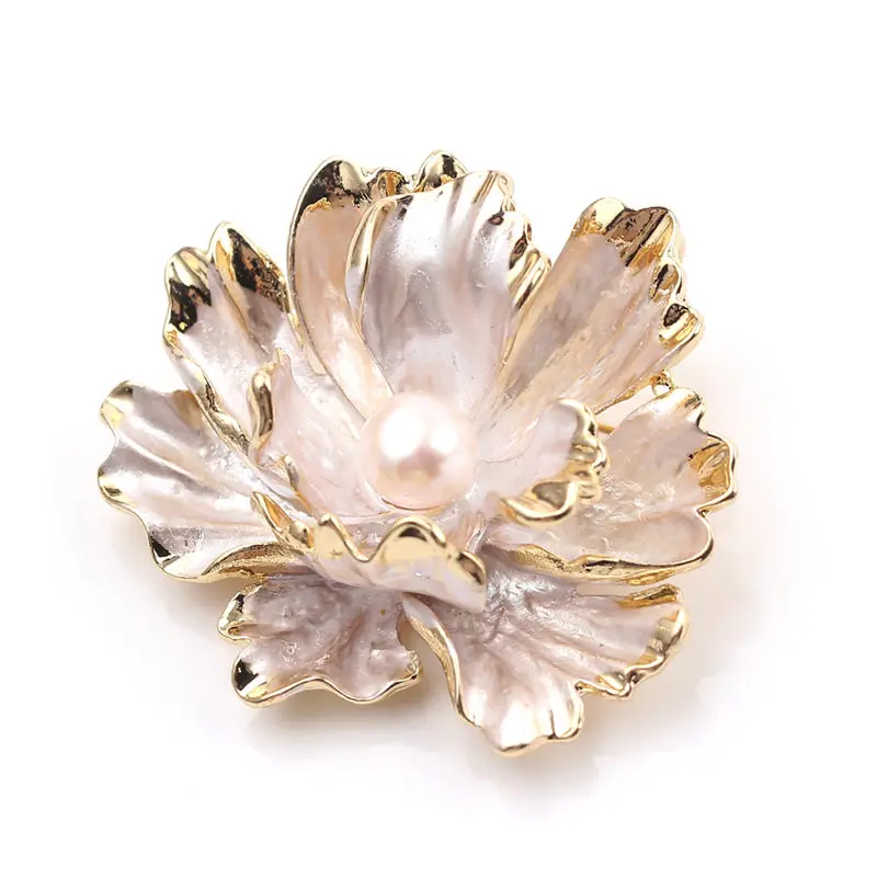Элегантная булавка в виде цветка розы Модная бижутерия с жемчугом розовая