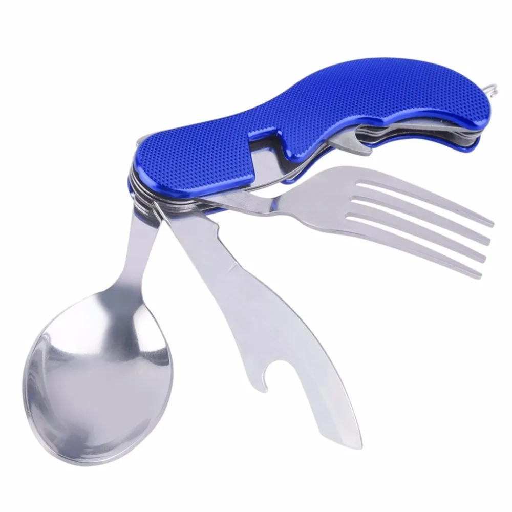 Открытый Кемпинг портативный нож вилка столовые приборы нержавеющая сталь 3 в 1