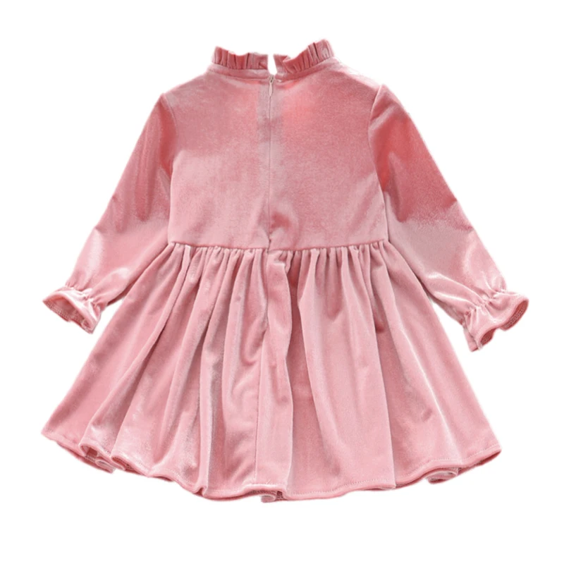 Cute Baby Dresses Autumn Casual Dress Girls Solid Print Long Flare Sleeve Design Kids Princess |
