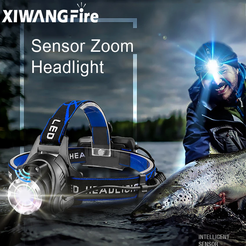 

USB Rechargeable Led HeadLamp,IPX4 Waterproof induction Headlight with 4 Modes and Adjustable Headband,for Camping running