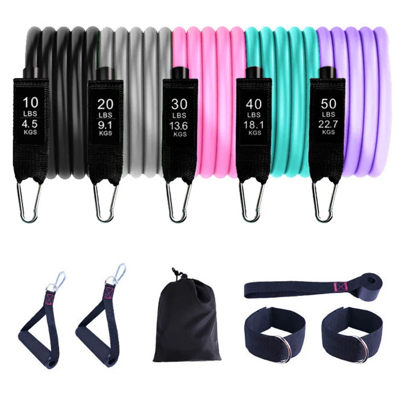 

Women 11-Piece Resistance Bands Set Multi-Functional Latex Fitness Equipment for Home Gym Bandas De Resistencia Trainer Sport