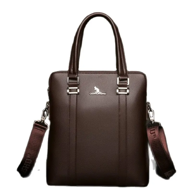

Fashion Men Briefcase Genuine Leather Handbag Laptop Bag 14 Inch for Mens Business Luxurious Leather Messenger Shoulder Bag
