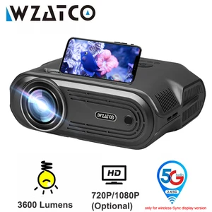 wzatco new e80 5g wifi sync display mini led projector android portable proyector home theater smart phone beamer 1080p optional free global shipping