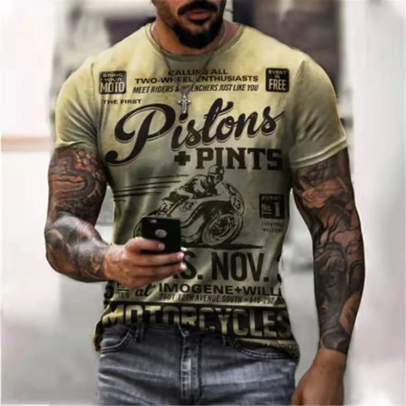 Мужская мотоциклетная модная футболка из полиэстера в европейском и