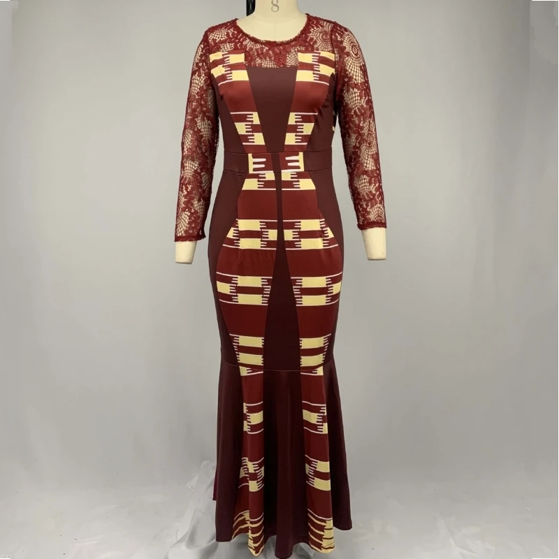 

S-5XL Plus Size African Long Dresses For Women 2020 African Clothes Africa Lace Dashiki Ladies Clothing Ankara Africa Dress