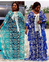 new style african women clothing dashiki gauze lace bat sleeve loose long dress free size
