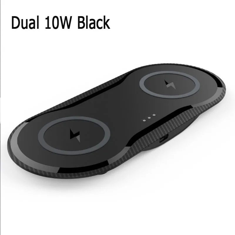 Black 20 Вт Быстрое беспроводное зарядное устройство для Samsung S10 S9 S8 10 Вт двойное Qi Беспроводное зарядное устройство для iPhone 11 XS XR X 8 Plus Apple Watch - Цвет: Black